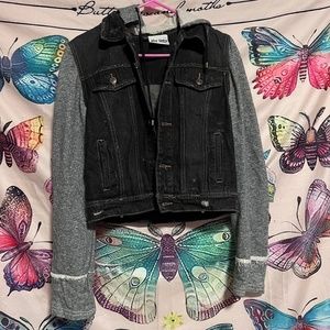 Distressed Las Vegas Dual Denim/ Sweatshirt Hoodie